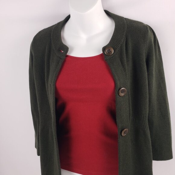 Ann Taylor Petite XSP Green Cardigan Sweater Womens Button Down 3/4 Sleeve - Picture 5 of 13